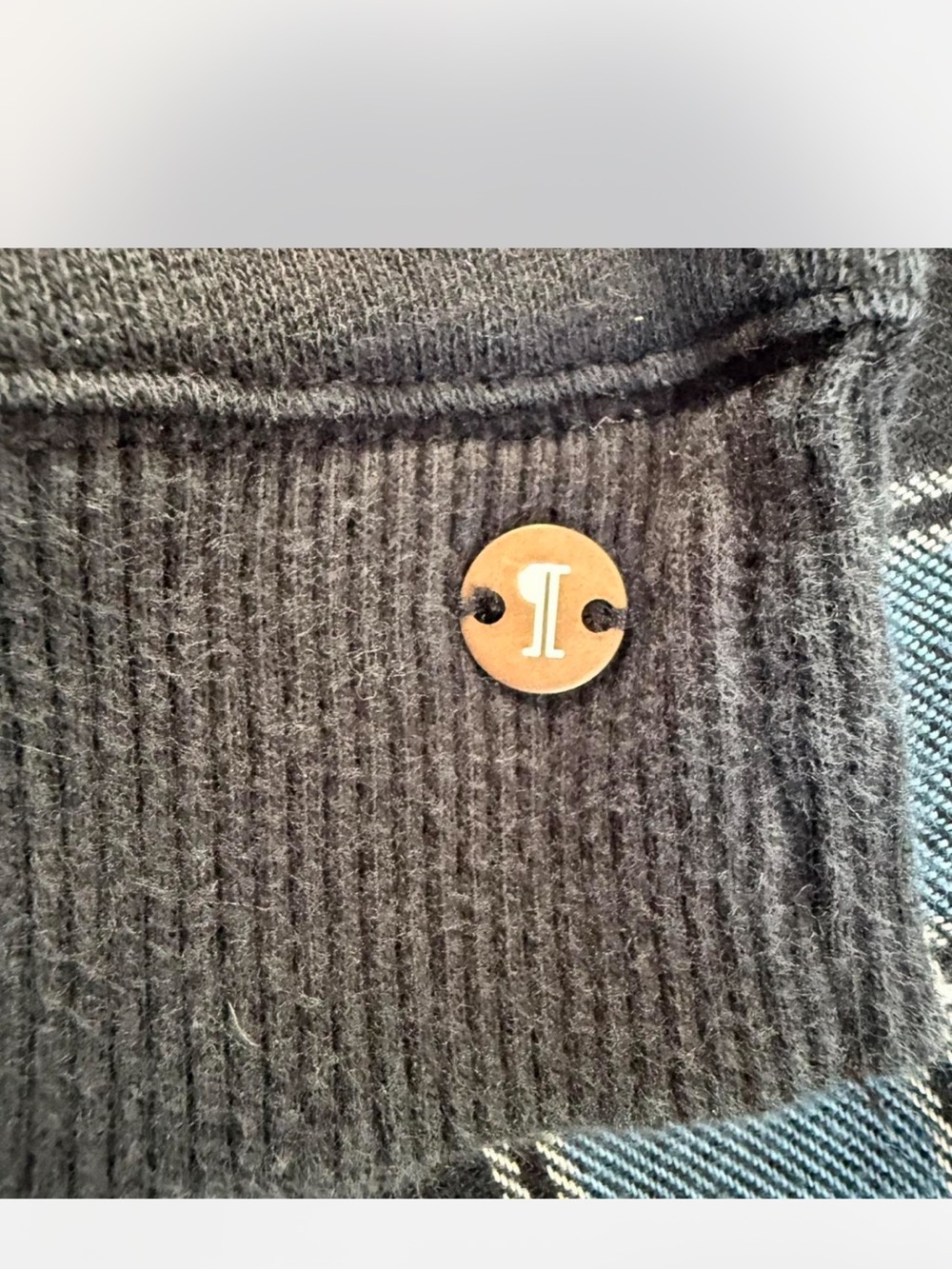 Anthropologie Pilcro Contrast Flannel Pullover Sweatshirt Blue Plaid Size Large - Picture 6 of 7